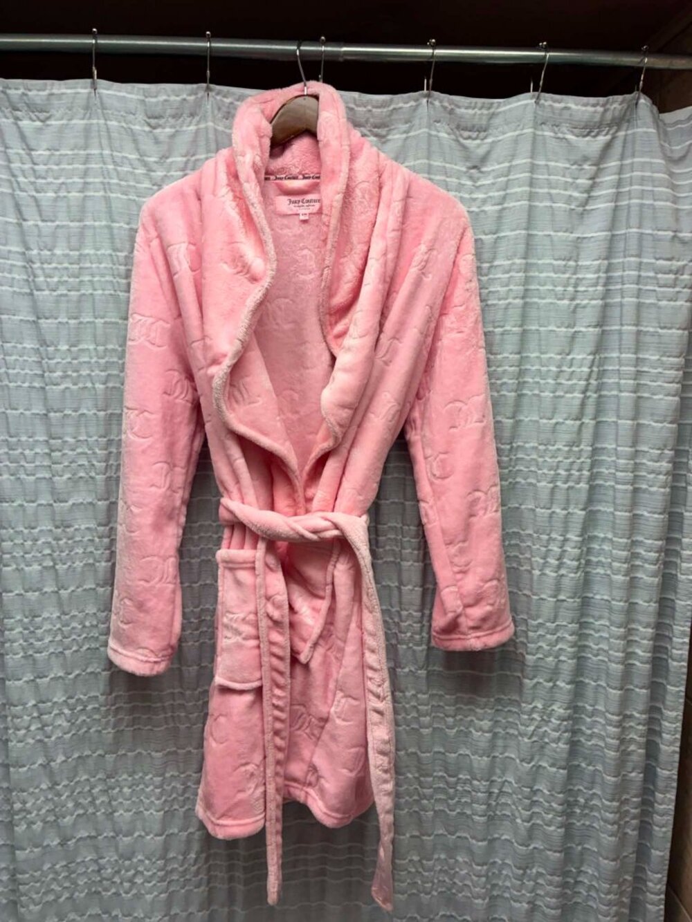 Juicy Couture Pink Monogram Plush Robe S/M - Flawless Condition